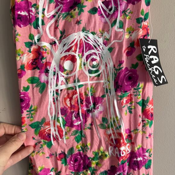 Rags to Raches Pink Floral One Piece Sleeveless Romper Size 2T New - Picture 2 of 5